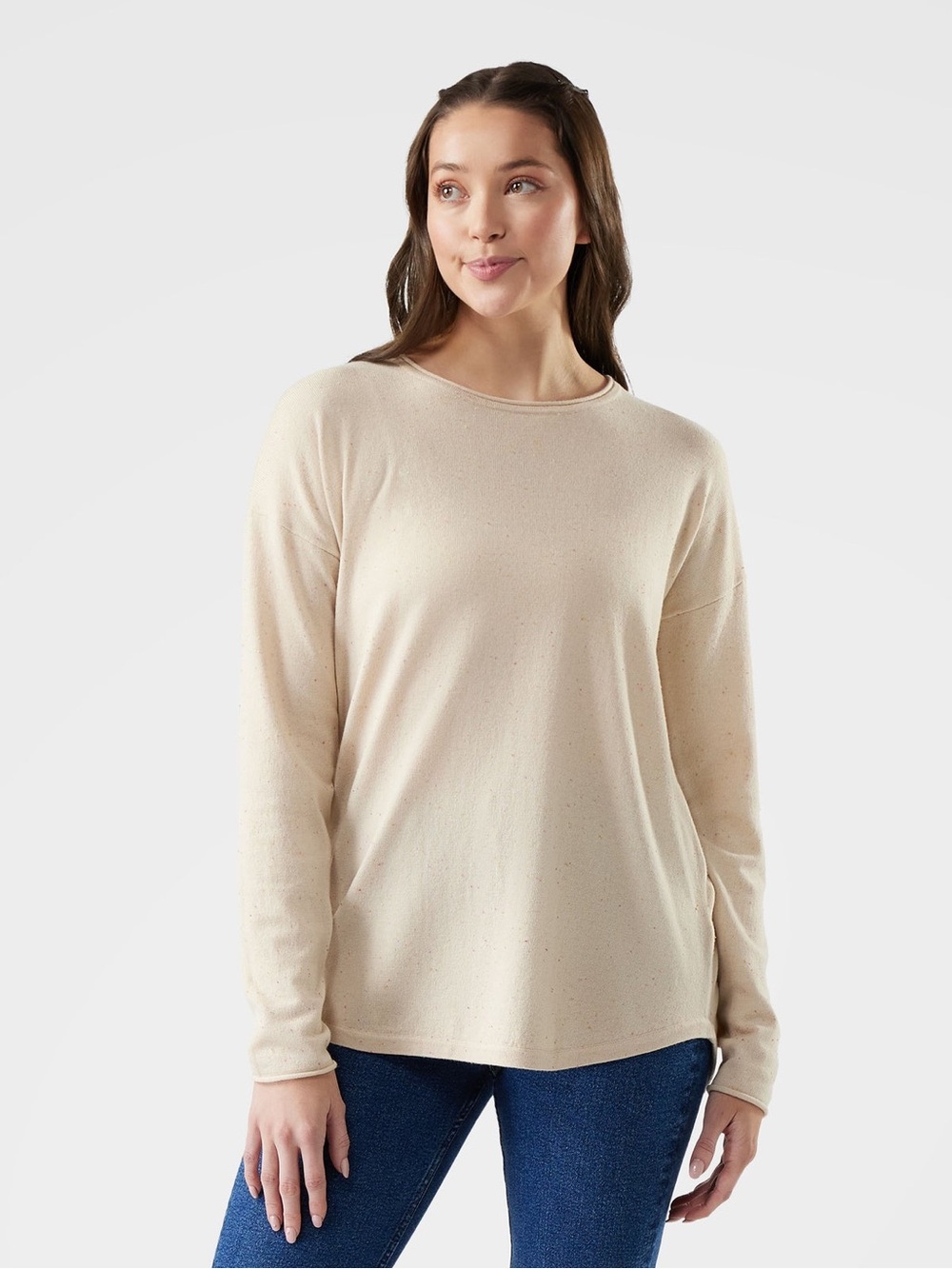 Smartwool Shadow Pine Colorblock Crew Sweater Almond Donegal Minimalist Wool M